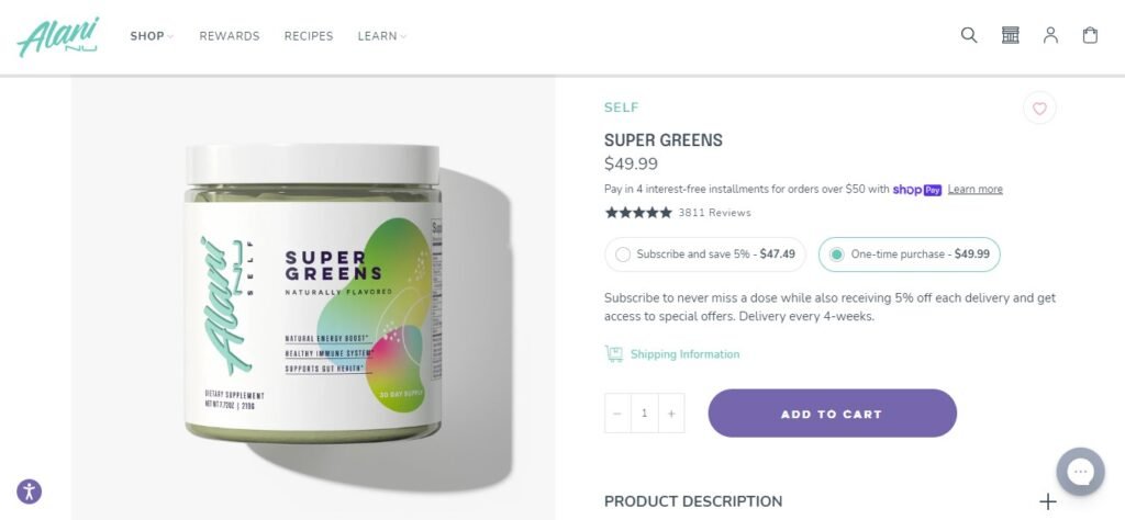 alani nu super greens website