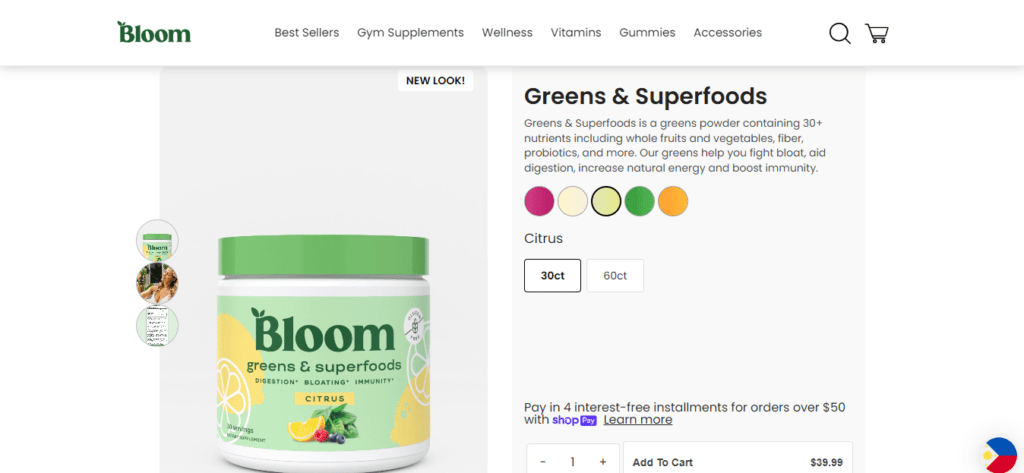 bloom nutrition greens website