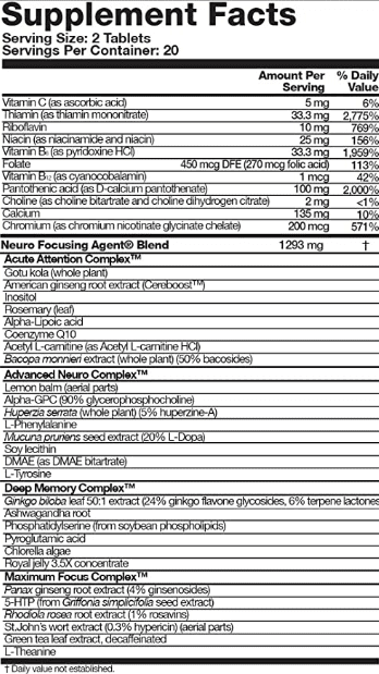 focus fast supplement facts