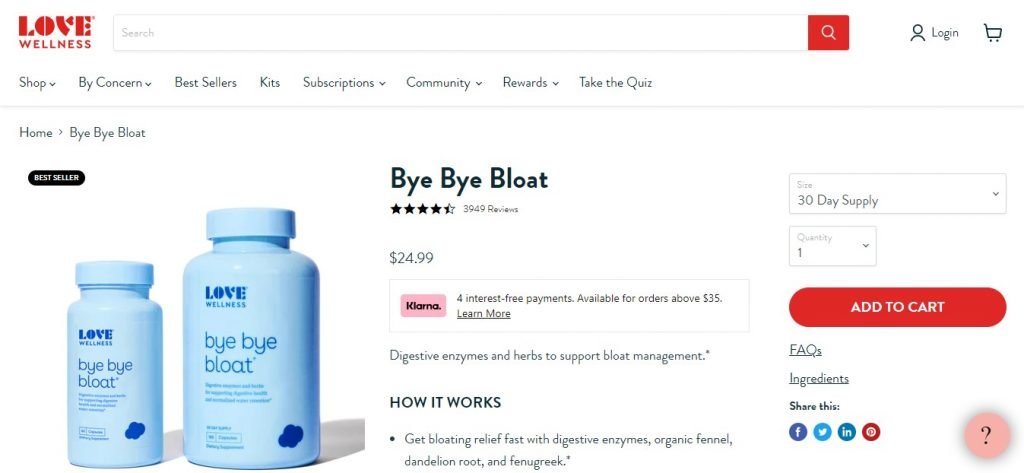 love wellness bye bye bloat where to buy