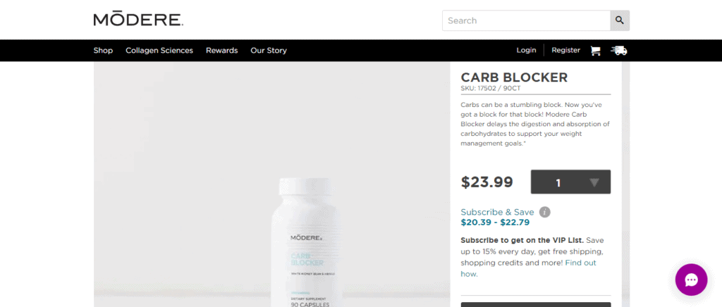 modere carb blocker website