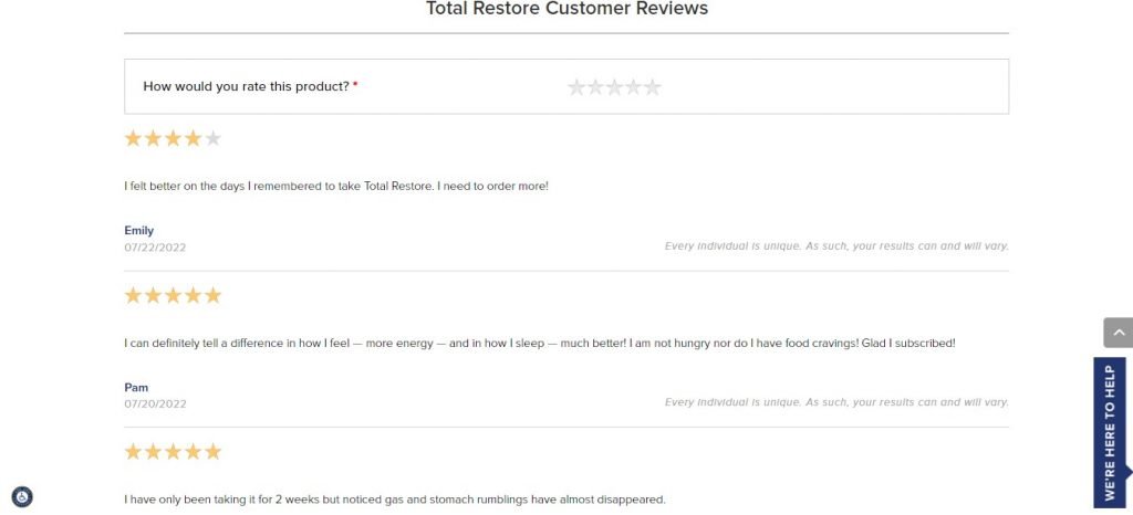 total restore website customer reviews