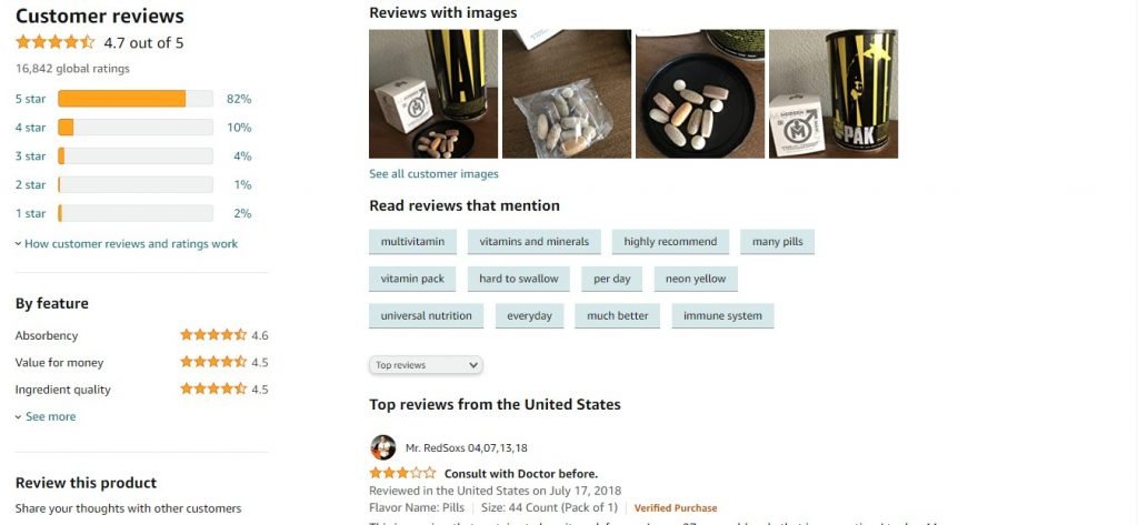 animal pak amazon ratings
