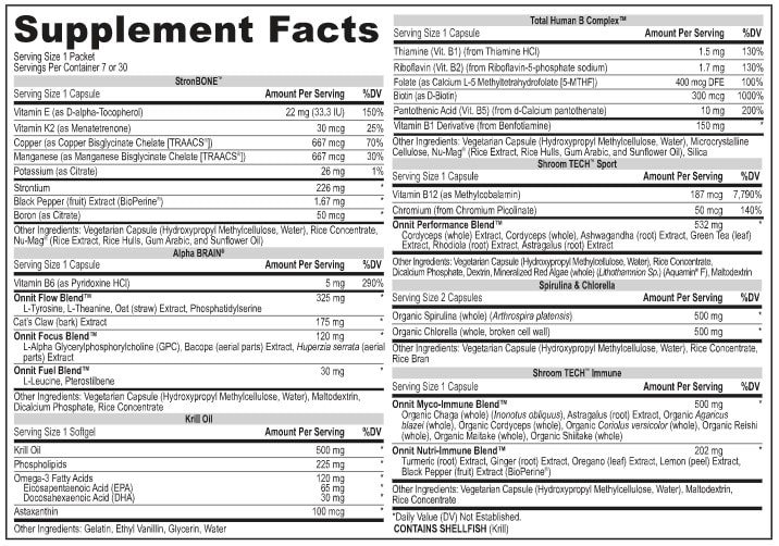 total human daypack supplement facts