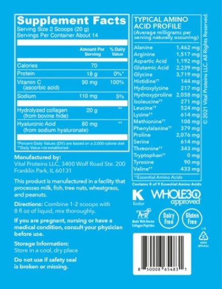 vital proteins supplement facts