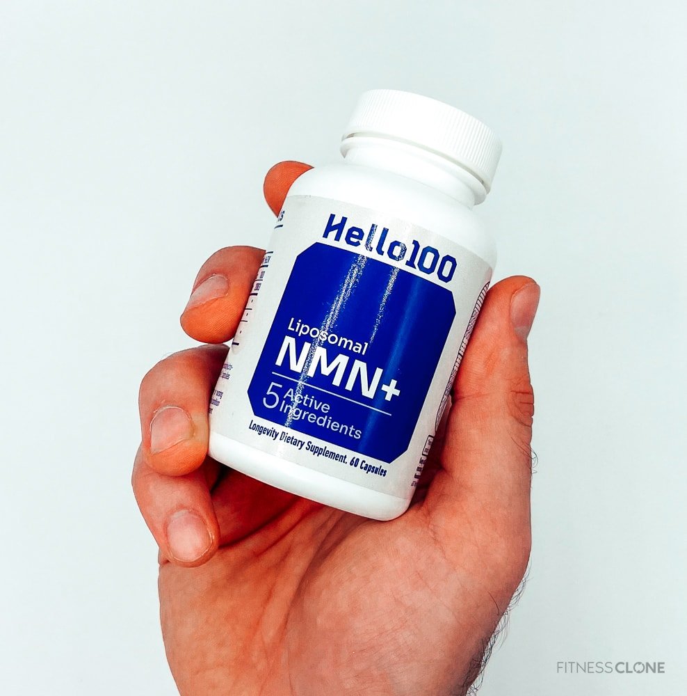 Hello100 Liposomal NMN Bottle In Hand