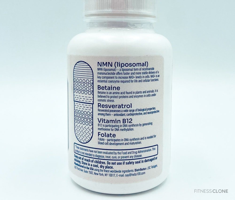 Hello100 Liposomal NMN Bottle Label