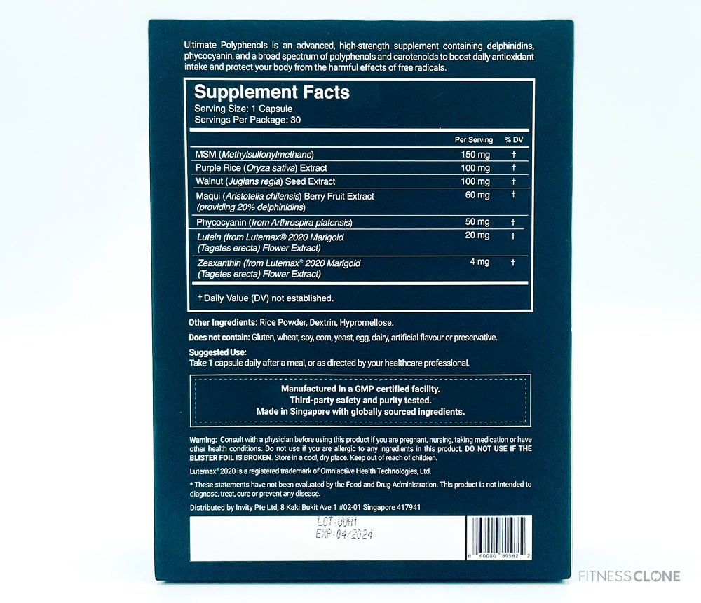Invity Polyphenols Supplement Facts