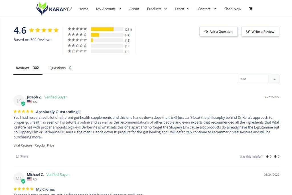 vital restore customer reviews