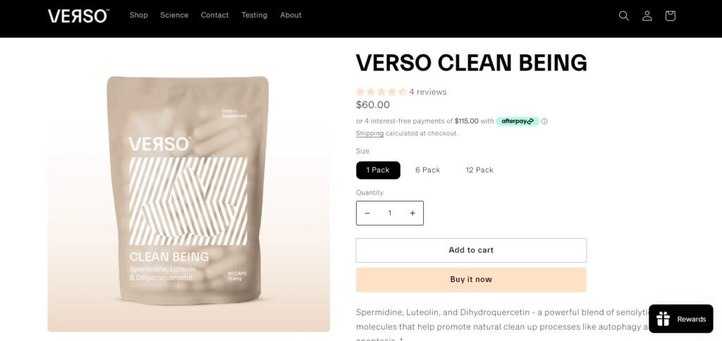 verso clean being supplement site