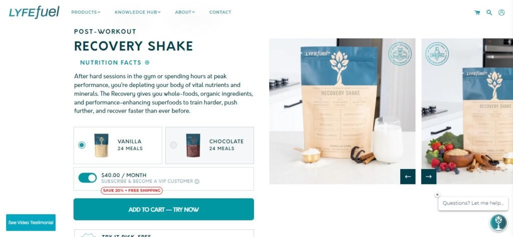 lyfefuel recovery shake website