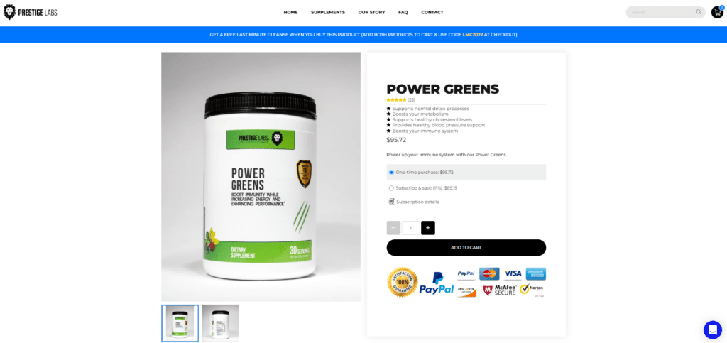 prestige labs power greens supplement 2