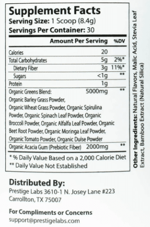 prestige labs power greens supplement