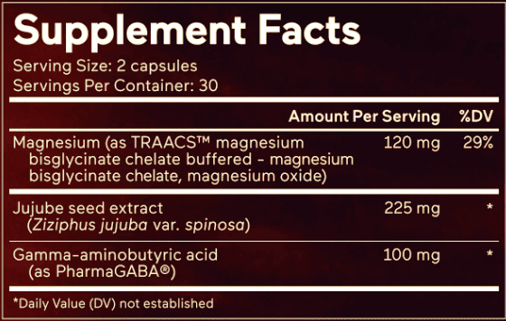 MingBodyGreen Sleep Support Supplement Facts
