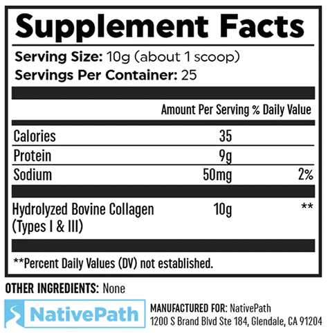 nativepath original collagen peptides ingredients