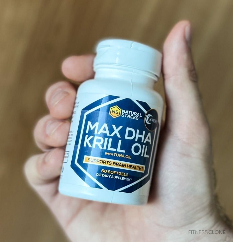 Natural Stacks Max DHA Krill Oil In Hand