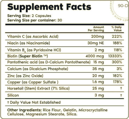 Primal Harvest Hair Growth Complex Supplement Facts