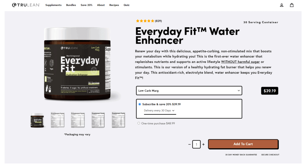 trulean everyday fit water enhancer website