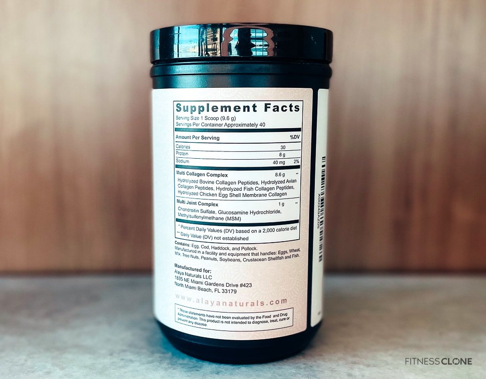 Alaya Multi Collagen Supplement Facts