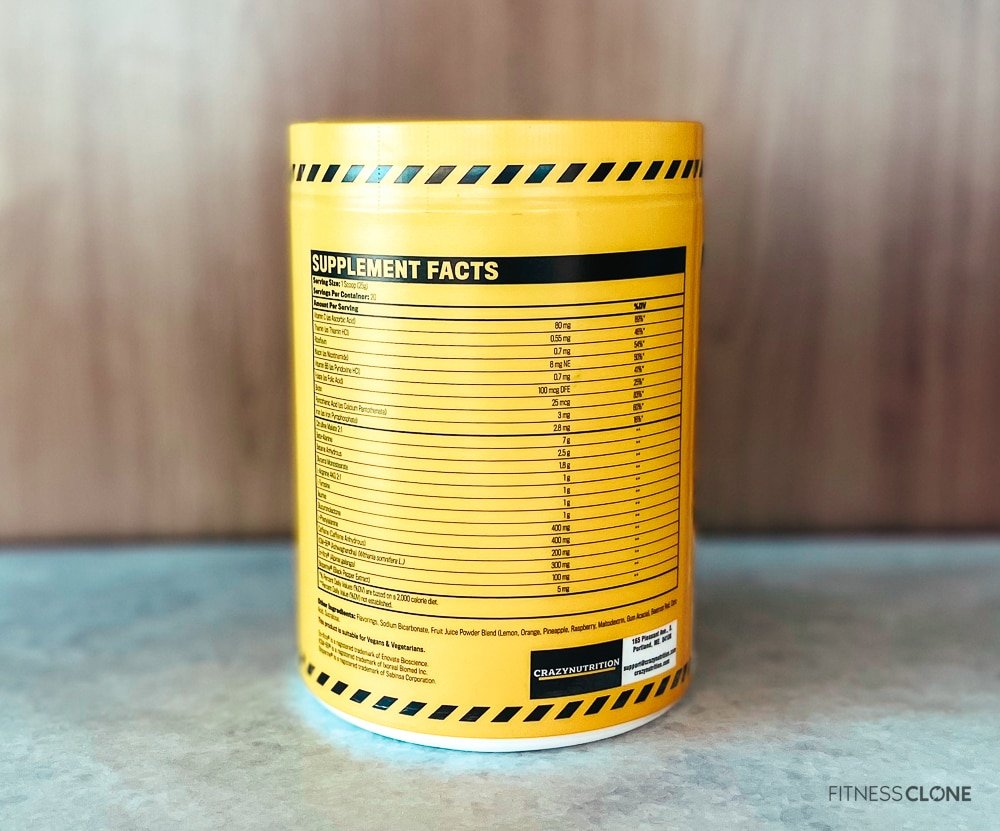 Crazy Nutrition Intensive Pre-Train Supplement Facts