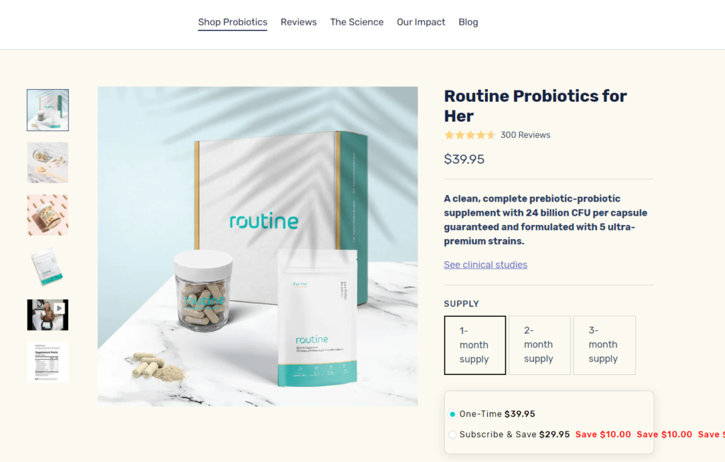 routine probiotics for her website