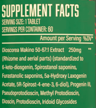 Sapogenix Supplement Facts