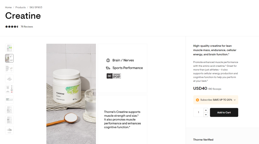 thorne creatine website