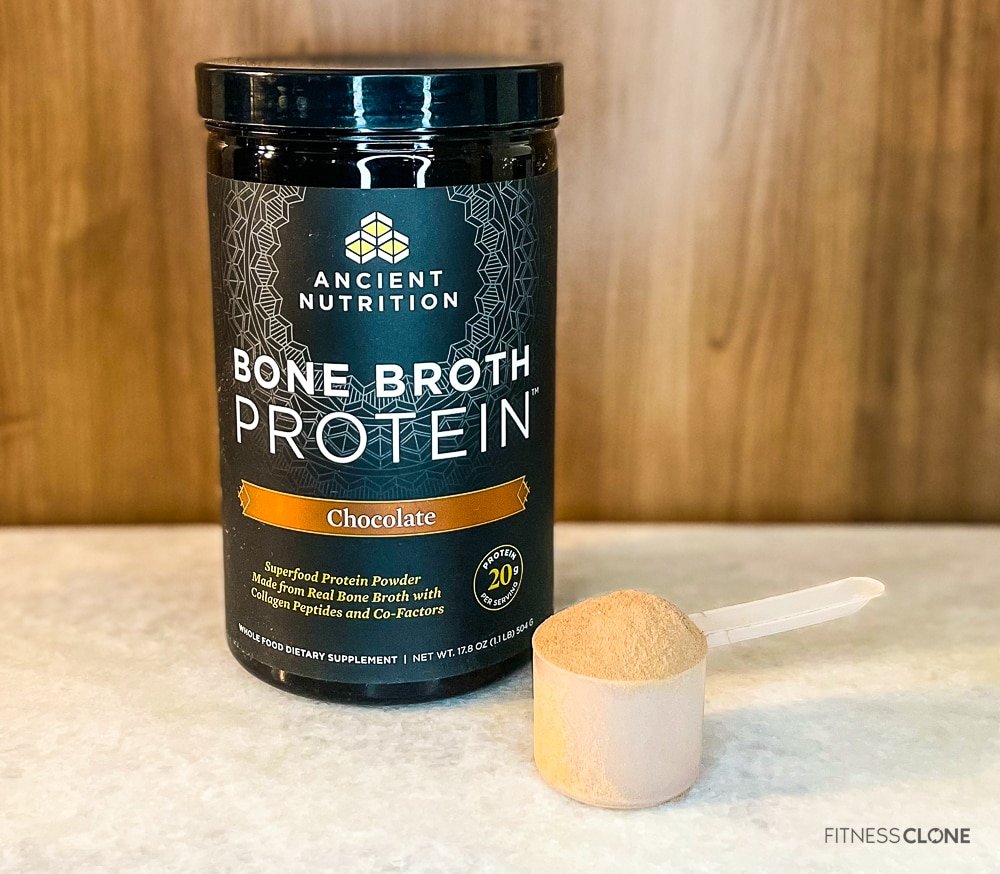 Ancient Nutrition Bone Broth Protein Bottle And Powder Scoop