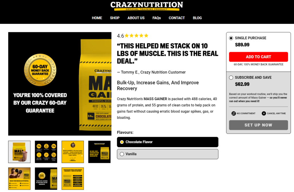 crazy nutrition mass gainer website