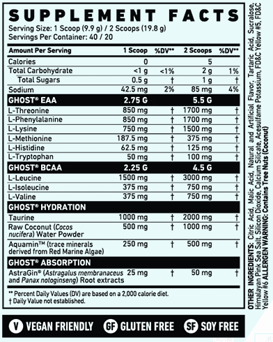 ghost amino ingredient