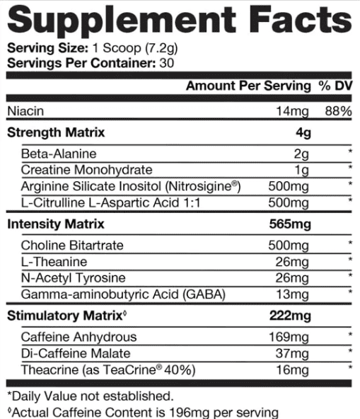 hyde pre workout ingredients
