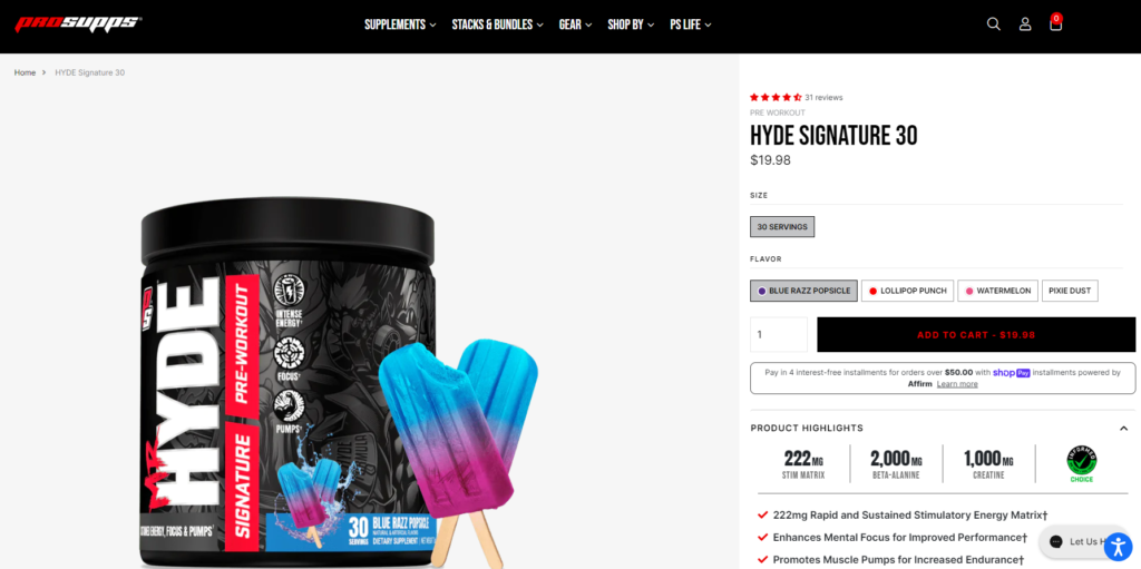 hyde pre workout website