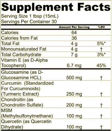 Manna Liposomal Joint Relief Supplement Facts