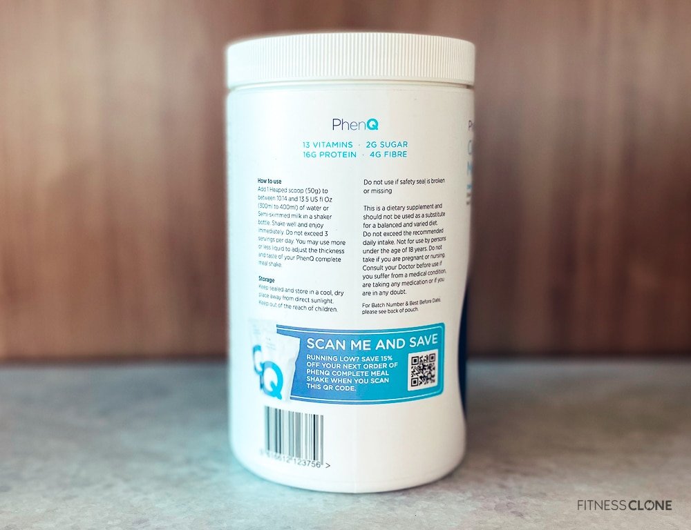 PhenQ Complete Meal Shake Label