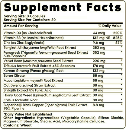 Primal Total Male+ Supplement Facts