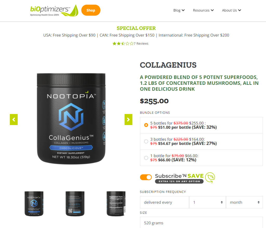 bioptimizers collagenius website
