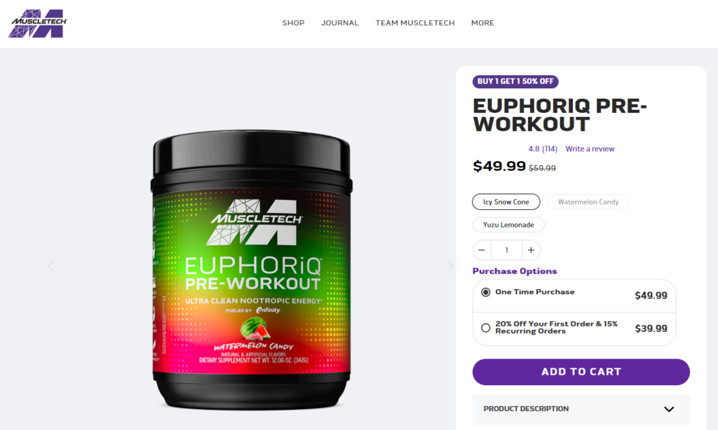 euphoriq pre workout website