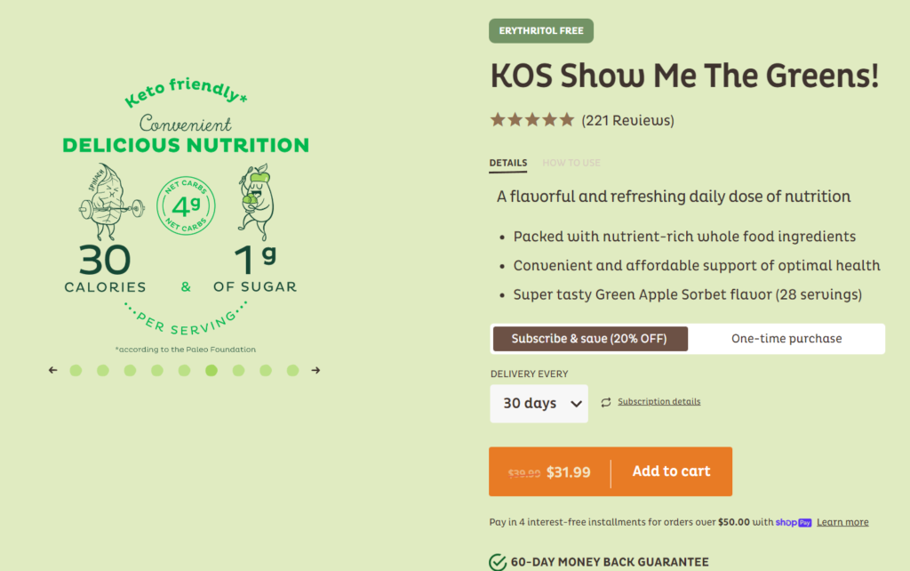 kos super greens website