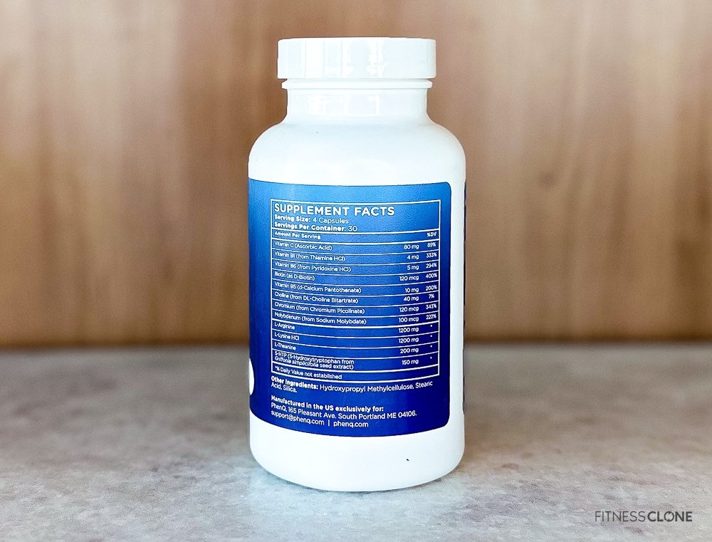 PhenQ PM Supplement Facts Label