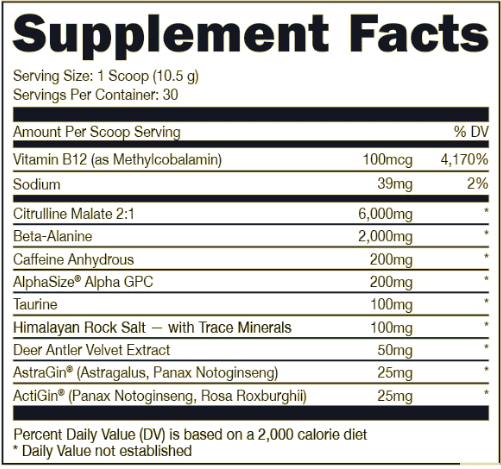 Bucked Up Pre-Workout Supplement Facts