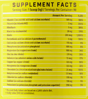 Key Nutrients Electrolyte Powder Supplement Facts