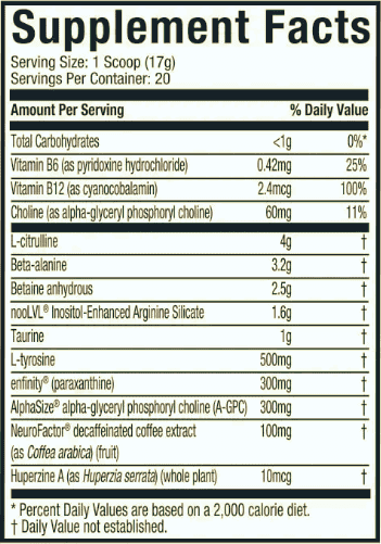 MuscleTech EuphoriQ Supplement Facts