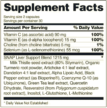 Snap Liver Health & Detox Supplement Facts