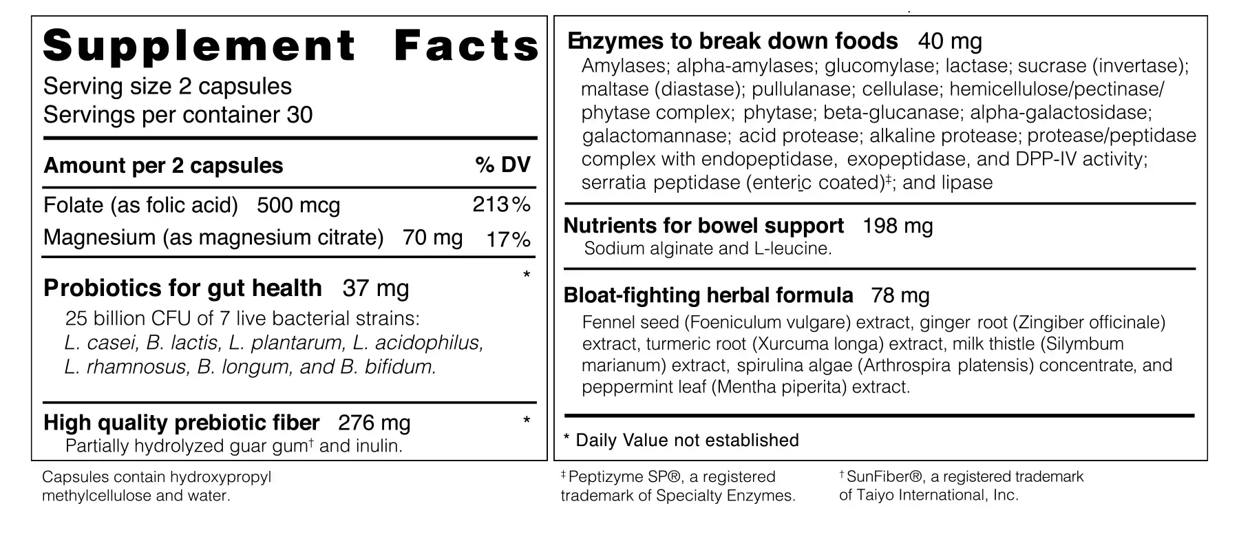 unbloat supplement facts