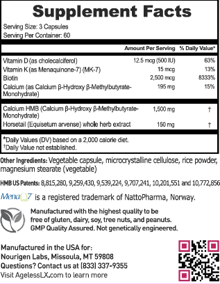 AgelessLX Supplement Facts