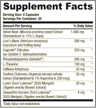 Alpha Brain Black Label Supplement Facts