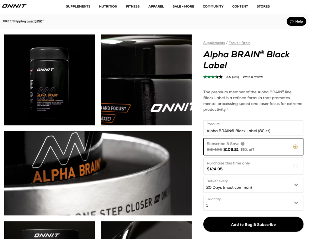 Alpha Brain Black Label Website