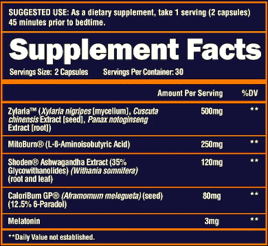 Alpha Lion Night Burn Supplement Facts