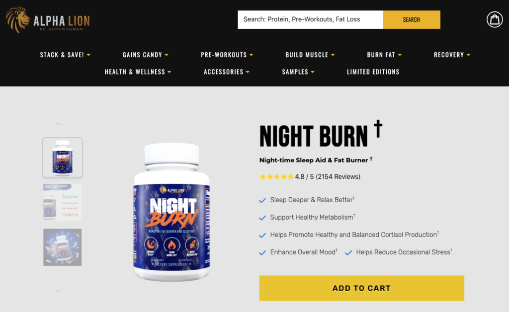Alpha Lion Night Burn Website
